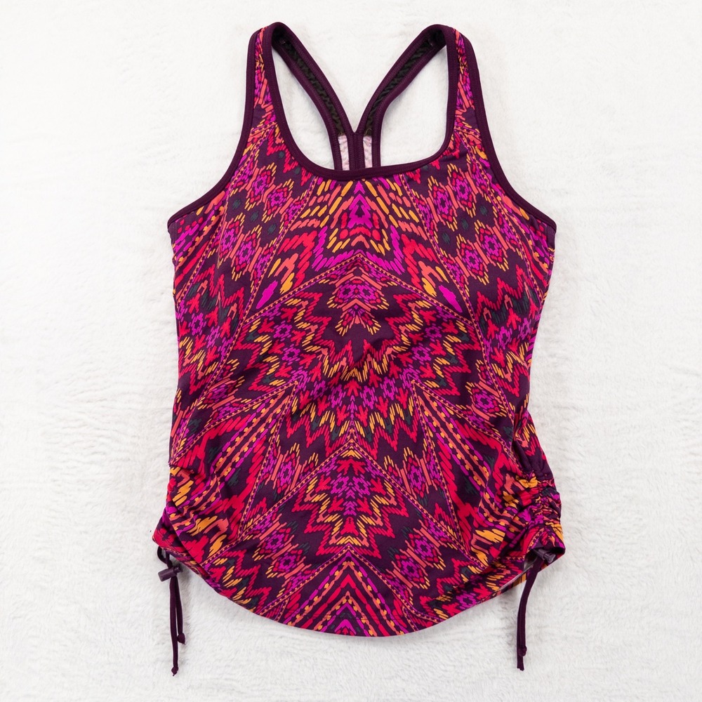 Athleta Cayo Coco Ready to Run Tankini Swim Top Sz Small Raspberry Pink Padded